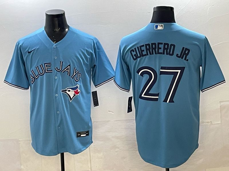 Men 2025 Nike Toronto Blue Jays #27 Guerrero jr Light Blue Game MLB Jersey 02